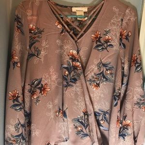 Cross cross open blouse